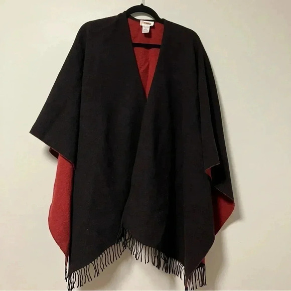 Talbots vintage brown red made in Italy  100% lambswool cape wrap - Picture 1 of 6